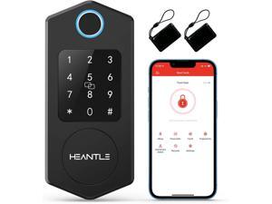 Smart Deadbolt Lock, HEANTLE Fingerprint Smart Locks for Front Door with Bluetooth Electronic Keypads Keyless Entry Door Lock Deadbolt and IC Fob App Control Works with Alexa, Google Assistant Black