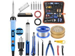 Electronics Soldering Iron Kit, SREMTCH 80W LCD Digital Soldering Gun with Adjustable Temperature Controlled and Fast Heating Ceramic Thermostatic Design, ON-Off Switch 20pcs Solder Kit Welding Tool
