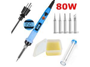 Electric Soldering Iron Kit 80W LCD Adjustable Temperature Welding Tool Flux US