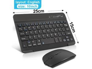 Wireless Keyboard and Mouse Mini Rechargeable Bluetooth Keyboard with Mouse Keycaps Keyboard for PC Phone Tablet Laptop - 10 in English black