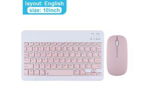Wireless Keyboard and Mouse Mini Rechargeable Bluetooth Keyboard With ñ Silent Keyboards For ipad Phone Tablet - 10 in English Pink
