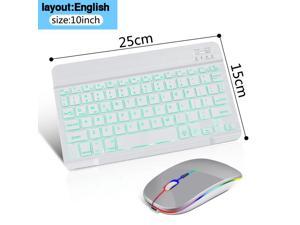 RGB Wireless Keyboard And Mouse Set Bluetooth Keyboard Rechargeable Computer Keyboards For ipad Laptop - 10 Inch English Set-201441572