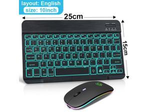 RGB Wireless Keyboard And Mouse Set Bluetooth Keyboard Rechargeable Computer Keyboards For ipad Laptop - 10 inch English Set