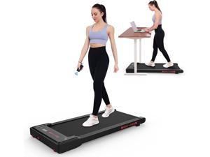 OBENSKY Walking Pad Under Desk Treadmill for HomeOffice Portable Mini Jogging Machine with Remote Control Bluetooth and LED Display 265 lbs CapacityInstallationFree Black