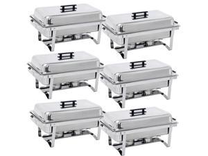 6 Pack 8 QT Stainless Steel Chafer Chafing Dish Sets Catering Food Warmer