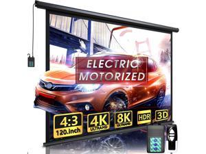 120" Motorized Projector Screen - Indoor and Outdoor Movies Screen 120 inch Electric 4:3 Projector Screen W/Remote Control