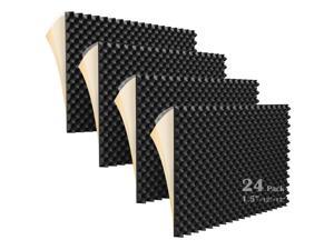 24 Pack 1.5"X12"X12" Self Adhesive Sound Proof Foam Panels, 3rd-Gen Egg Crate Foam (Most Soundproofing Design), Self Adhesive Acoustic Panels, Sound Proofing Foam Padding for Wall Made by WVOVW