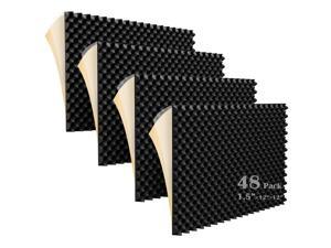 48 Pack 1.5"X12"X12" Self Adhesive Sound Proof Foam Panels, 3rd-Gen Egg Crate Foam (Most Soundproofing Design), Self Adhesive Acoustic Panels, Sound Proofing Foam Padding for Wall Made by WVOVW
