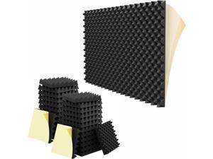 96 Pack 1.5"X12"X12" Self Adhesive Sound Proof Foam Panels, 3rd-Gen Egg Crate Foam (Most Soundproofing Design), Self Adhesive Acoustic Panels, Sound Proofing Foam Padding for Wall Made by WVOVW