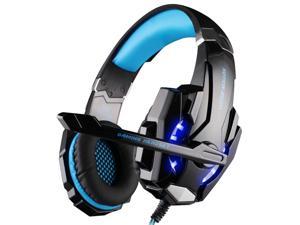 Zhhcyyds Gaming Headset for PS4 PC Xbox One PS5 Controller, Noise Cancelling Over Ear Headphones with Mic, LED Light, Bass Surround, Soft Memory Earmuffs for Laptop Mac Nintendo NES Games