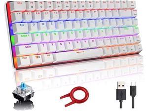 Zhhcyyds Mechanical Keyboard, 82 Keys Compact Rainbow Blacklight Wired Gaming Keybaord with Blue Switch, Full Keys Anti-Ghosting, Small and Portable Composition with Windows PC Laptop Mac Game (White)