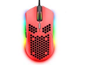Zhhcyyds M1 Wired Lightweight Gaming Mouse,6 RGB Backlit Mouse with 7 Buttons Programmable Driver,6400DPI Computer Mouse,Ultralight Honeycomb Shell Ultraweave Cable Mouse for PC Gamers,Xbox,PS4 Red