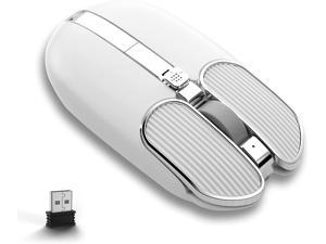 ZhhcyydsX1 Wireless Mouse with 4 Button 2.4Ghz Connection USB Receiver Silent Click Adjustable DPI Programmable Button Ergonomic Rechargeable for Computer PC Mac Laptop Windows Tablet Office Use White