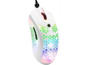 Zhhcyyds M5 RGB Lightweight Wired Gaming Mouse with 12000 DPI 6 Programmed Buttons,65G Honeycomb Shell,Ultralight Ultraweave Cable,Pixart 3325 Optical Sensor Gamer Mice for Laptop PC Mac White