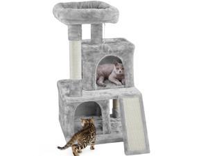 3 Tiers Multilevel Cat Tower Cat Tree with Condos Light Gray