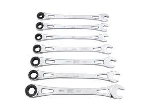 SK Professional Tools X-Frame 6 Point Metric Ratcheting Combination Wrench Set 7 pc.