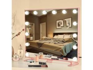 Tovendor Large Hollywood Vanity Mirror Rose Gold, Bright 14pcs LED Bulbs Dimmable Lighted Makeup Mirror with 3 Color Modes Lights, Phone Holder and 2 USB Ports, 24*21 Inch