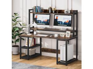 Tribesigns 55 Inches Computer Desk with Hutch and Monitor Stand Riser Storage Shelves Bookshelf for Home Office