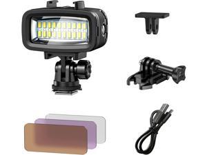 Diving Video Light Waterproof 131FT40M with Hot Shoe Adapter 3 Color Filters Led Camera Fill Lights Underwater Photography Lighting for Gopro Nikon Sony Canon Fujifilm