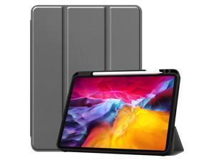 iPad Pro 11 inch Case 2022 2021 2020 2018 with Pencil Holder, Slim Lightweight Trifold Stand Cover with Soft TPU Back Cover - Auto Sleep / Wake+Pencil Charging - Smart Case Grey