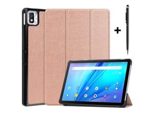 TCL Tab 10s 101 inch 9080G Case 2021 Trifold Slim Smart Stand Cover Hard Shell for 80 Nokia Tablet T10 2022 Release with Universal Stylus Pen Rose Gold
