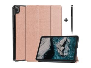 Nokia T20 Tablet Case 10.36 Inch 2021, Slim Light Trifold Stand Hard Shell Smart Cover for 10.36" Nokia T20 Tablet TA-1392 TA-13797 TA-1394 2021 with Universal Stylus Pen Blue Rose Gold