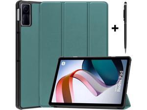 Case for Xiaomi Redmi Pad 1061 inch 2022 Tri fold Slim Auto Wake Lightweight Hard Shell Smart Protective Stand Cover with Universal Stylus Pen Dark Green
