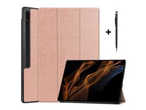 Samsung Galaxy Tab S9 Ultra 2023  Galaxy S8 Ultra 2022 146 inch with S Pen Holder Slim Stand Protective Cases Smart Folio Cover with Universal Stylus Pen Rose Gold