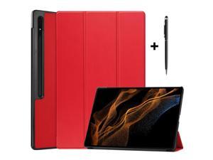 Samsung Galaxy Tab S9 Ultra 2023  Galaxy S8 Ultra 2022 146 inch with S Pen Holder Slim Stand Protective Cases Smart Folio Cover with Universal Stylus Pen Red