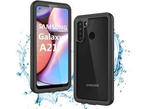 Samsung Galaxy A21 Waterproof Case Full Body Rugged Protection Shockproof Dustproof Snowproof with Built in Screen Protector IP68 Underwater Sealed Clear Back Cover
