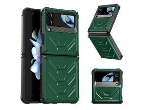 For Samsung Galaxy Z Flip 4 5G 2022 Case with Slide Camera Cover Military Grade Heavy Duty Protective Armor Phone Case Shockproof Cover Green