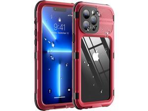 iPhone 13 Pro Max 67 inch Waterproof Metal Case  Builtin Screen Protector15FT Military Grade ShockproofIP68 Water Proof Full Body Aluminum Protective Dropproof Cover Red