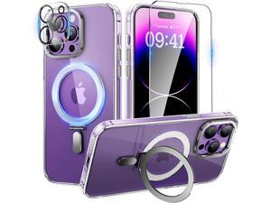 For iPhone 12 Pro Max 67 inch Case with Magnetic Invisible Stand Compatible with Magsafe Shockproof Slim Translucent Matte Cases Tempered Glass Screen Protector  Camera Lens Protector Clear