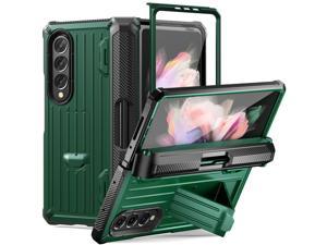 Case for Samsung Galaxy Z Fold 3 5G 2021 MilitaryGrade FullBody Shockproof Rugged Bumper Case Cover with Builtin Screen Protector  Kickstand  S Pen Slot Army Green