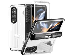 Case for Samsung Galaxy Z Fold 4 2022 5G MilitaryGrade FullBody Shockproof Rugged Bumper Case Cover with Builtin Screen Protector  Kickstand  S Pen Slot White