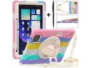 Protective Case for Xiaomi Mi Pad 6  6 Pro 11 Inch 2023 with Stylus Holder  Kickstand Portable Heavy Duty Hybrid ShockProof Cover with 360 Rotatable Handle Shoulder Strap Stylus Pen Pink