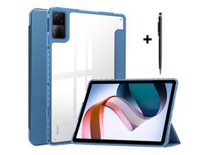 Protective Case for Xiaomi Redmi Pad 1061 inch 2022 with S Pen Holder Transparent Hard Shell Back Trifold Smart Stand Cover with universal stylus Pen Dark Green Blue
