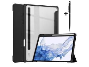 Case for Samsung Galaxy Tab S8 11 inch 2022 SMX700X706 Tab S7 11 inch 2020 SMT870T875T878 with SPen Holder Tablet Trifold Cover Transparent PC Back Shell with AutoWake Stylus Pen