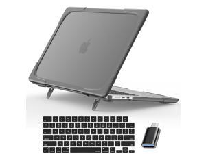 MacBook Air 15 inch Case 2023 Release A2941 M2 Chip with Liquid Retina Display Touch ID Heavy Duty Hard Shell Dual Layer Protective Cover with Fold Kickstand  Keyboard Cover Type C Adapter
