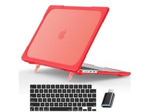Compatible with MacBook Air 15 inch Case 2023 Release A2941 M2 Chip with Liquid Retina Display Touch ID Heavy Duty Rugged Hard Shell Shockproof Cover with Keyboard Skin Type C Adapter Red
