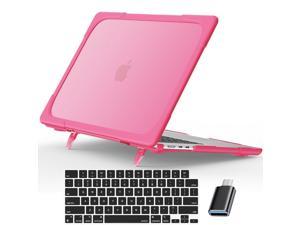 Compatible with MacBook Air 15 inch Case 2023 Release A2941 M2 Chip with Liquid Retina Display Touch ID Heavy Duty Rugged Hard Shell Shockproof Cover with Keyboard Skin Type C Adapter Rose Red