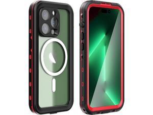 for iPhone 14 Pro Max Case Waterproof Compatible with Magsafe Magnetic Protective iPhone 14 Pro Max Phone Case Water Proof Mag Safe Magnet Shockproof Full Body Clear with Screen Protector Red