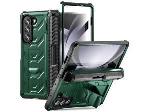 For Samsung Galaxy Z Fold 5 Case with S Pen Holder Builtin Kickstand  Screen Protector 360 FullBody  Hinge Protection Rugged Heavy Duty Phone Cover for Galaxy Z Fold 5 2023 Green