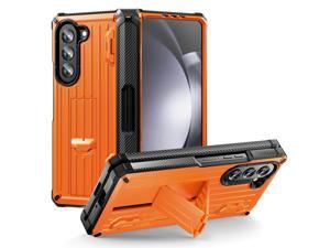 Case for Samsung Galaxy Z Fold 5 5G 2023 MilitaryGrade FullBody Shockproof Phone Cover Rugged Bumper Case with Builtin Screen Protector  Kickstand  S Pen Slot Orange