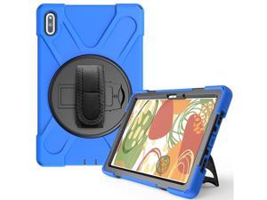 Huawei MatePad 104 inch 2020 2022 Case with Pencil Holder Rotatable Kickstand Hand Strap and Shoulder Belt Shockproof Protective Cover Blue