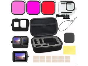 Accessories Kit for GoPro Hero 12  Hero 11  Hero 10  Hero 9 Black with Shockproof Small Case  Waterproof Case  Tempered Glass Screen Protector  Silicone Cover  Lens Filters  AntiFog Inserts B