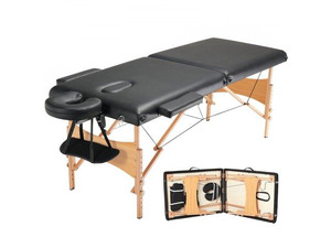 Portable Massage Table 28" W, 2 Folding Lightweight Massage Table, 8-Level Height Adjustable Salon Tattoo Bed, Spa Table with Headrest, Armrests, Hand Pallet & Carrying Bag, 600LBS