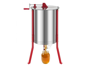 Honey Extractor, 6 Frame Manual Honey Spinner with Transparent Lid, Stainless Steel Honeycomb Drum Spinner with Height Adjustable Stand, Honeycomb Extraction Centrifuge Equipment for Beekeeping