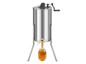 Honey Extractor, 2 Frame Manual Honey Spinner with Transparent Lid, Stainless Steel Honeycomb Drum Spinner with Height Adjustable Stand, Honeycomb Extraction Centrifuge Equipment for Beekeeping