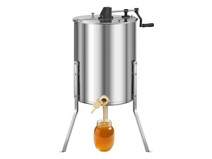 Honey Extractor, 4/8 Frame Manual Honey Spinner with Transparent Lid, Stainless Steel Honeycomb Drum Spinner with Height Adjustable Stand, Honeycomb Extraction Equipment for Beekeeping